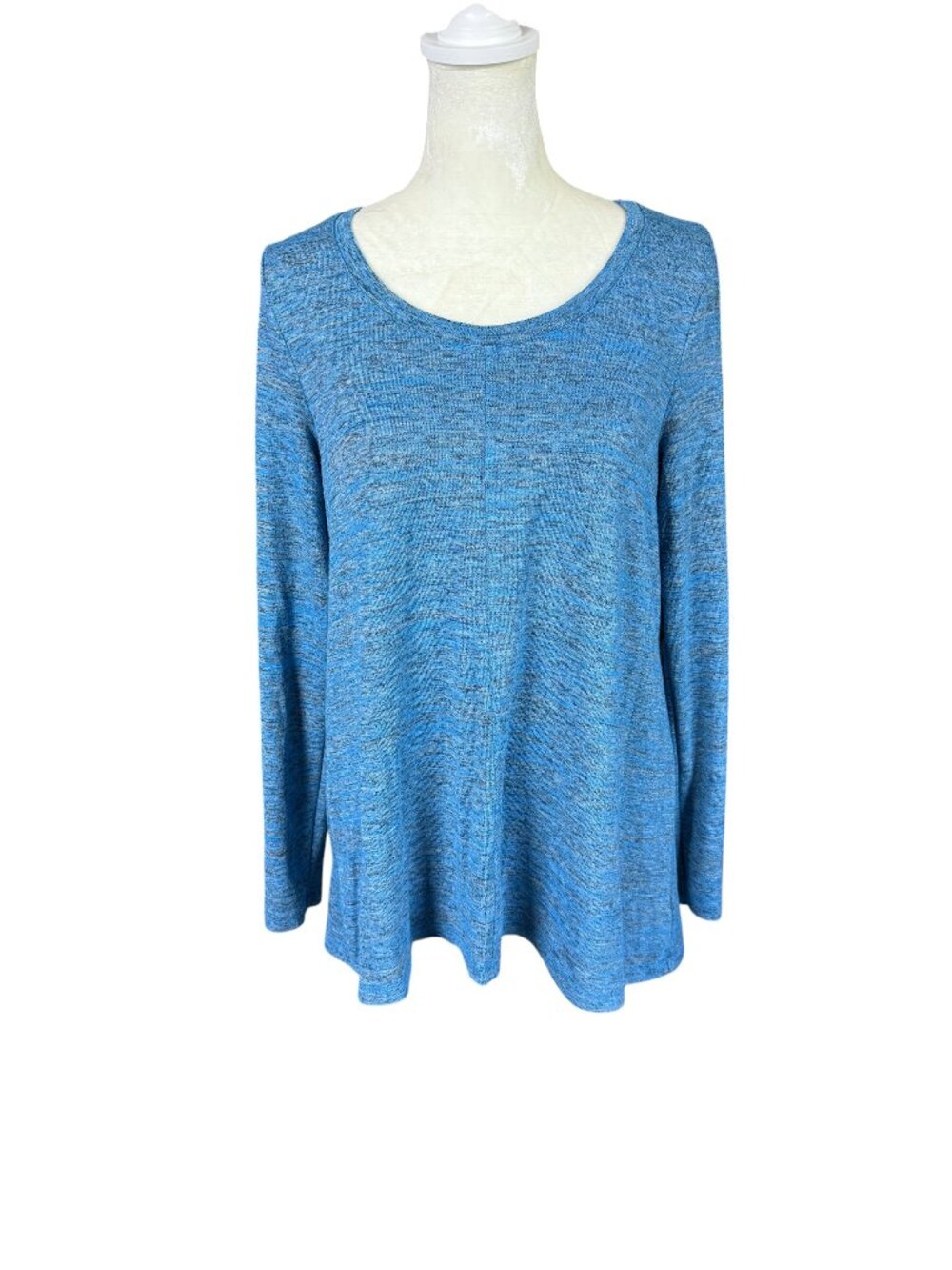 Jones New York women's blue long sleeve stretchy pullover tunic top size medium